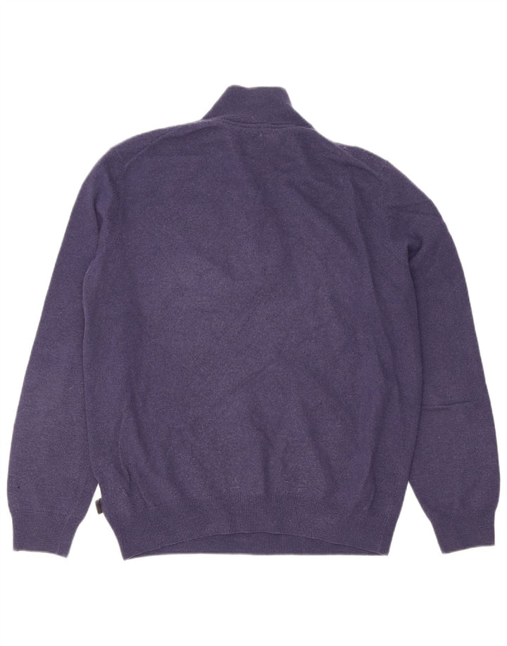 Hugo Boss Maglione da uomo con zip e collo grande in lana vergine blu navy