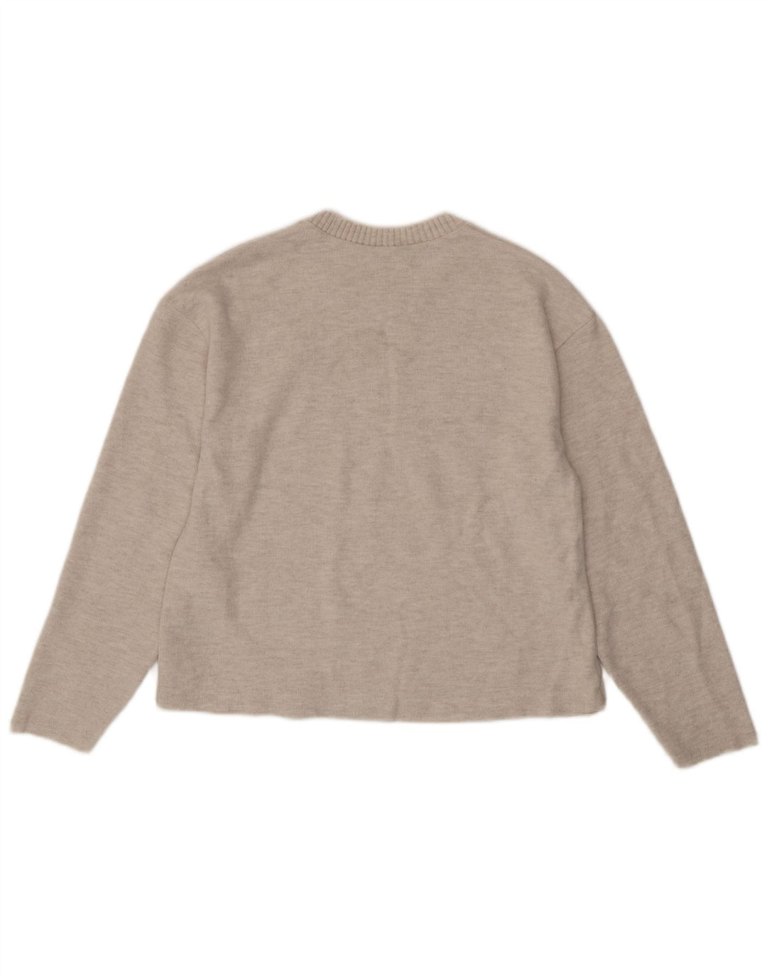Maglione ZARA da donna oversize con scollo a barca UK 10 piccolo poliestere beige