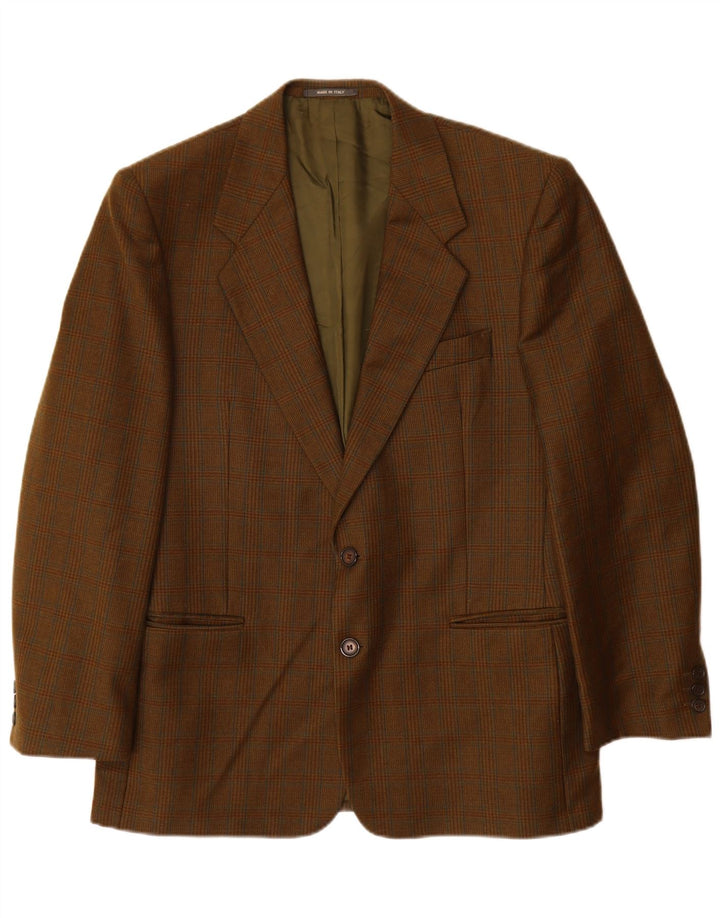 Giacca blazer da uomo a 2 bottoni VINTAGE UK 38 pied de poule marrone medio