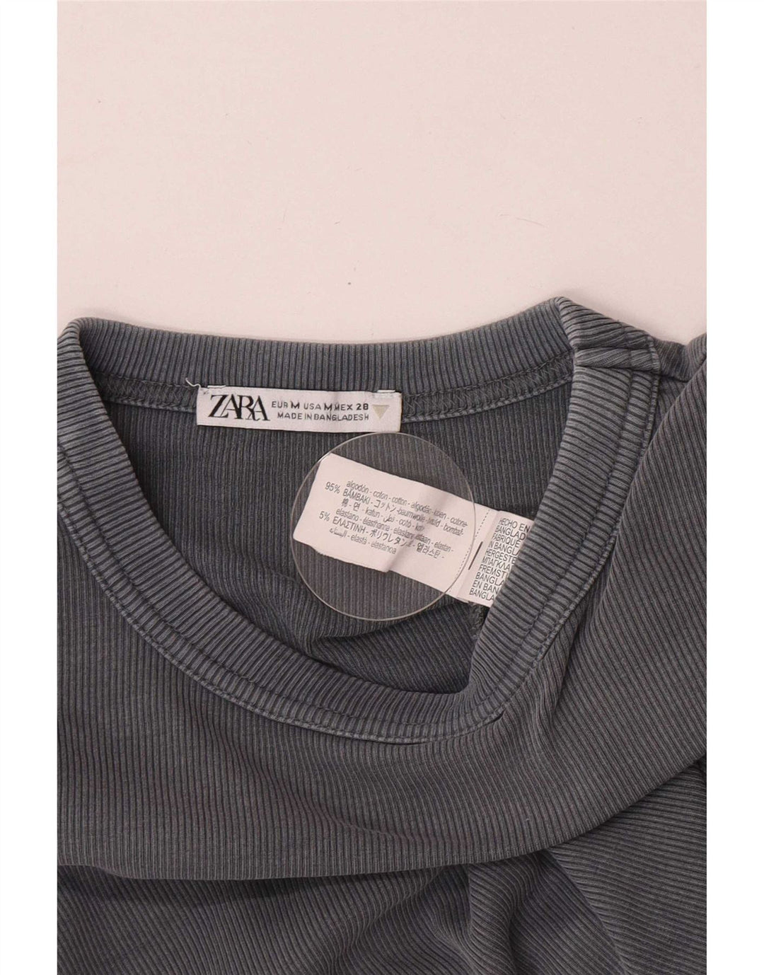 Top Zara da donna a maniche lunghe UK 12 cotone grigio medio