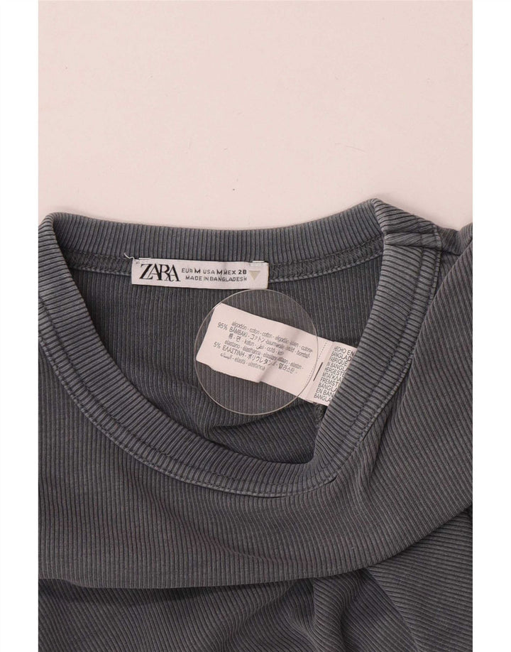 Top Zara da donna a maniche lunghe UK 12 cotone grigio medio