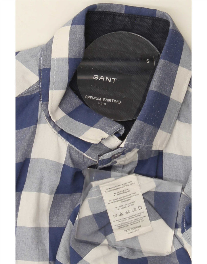 Camicia slim da uomo Gant piccola in cotone a quadretti blu