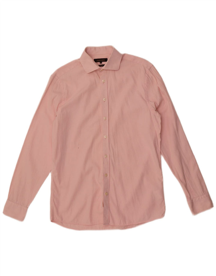 Camicia moderna da uomo Jaeger taglia 15 1/2 cotone gessato rosa medio