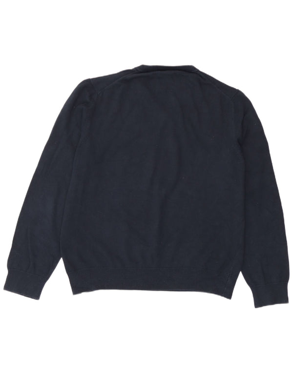Maglione maglione con scollo a V da donna Marks & Spencer UK 18 XL Cotone blu navy
