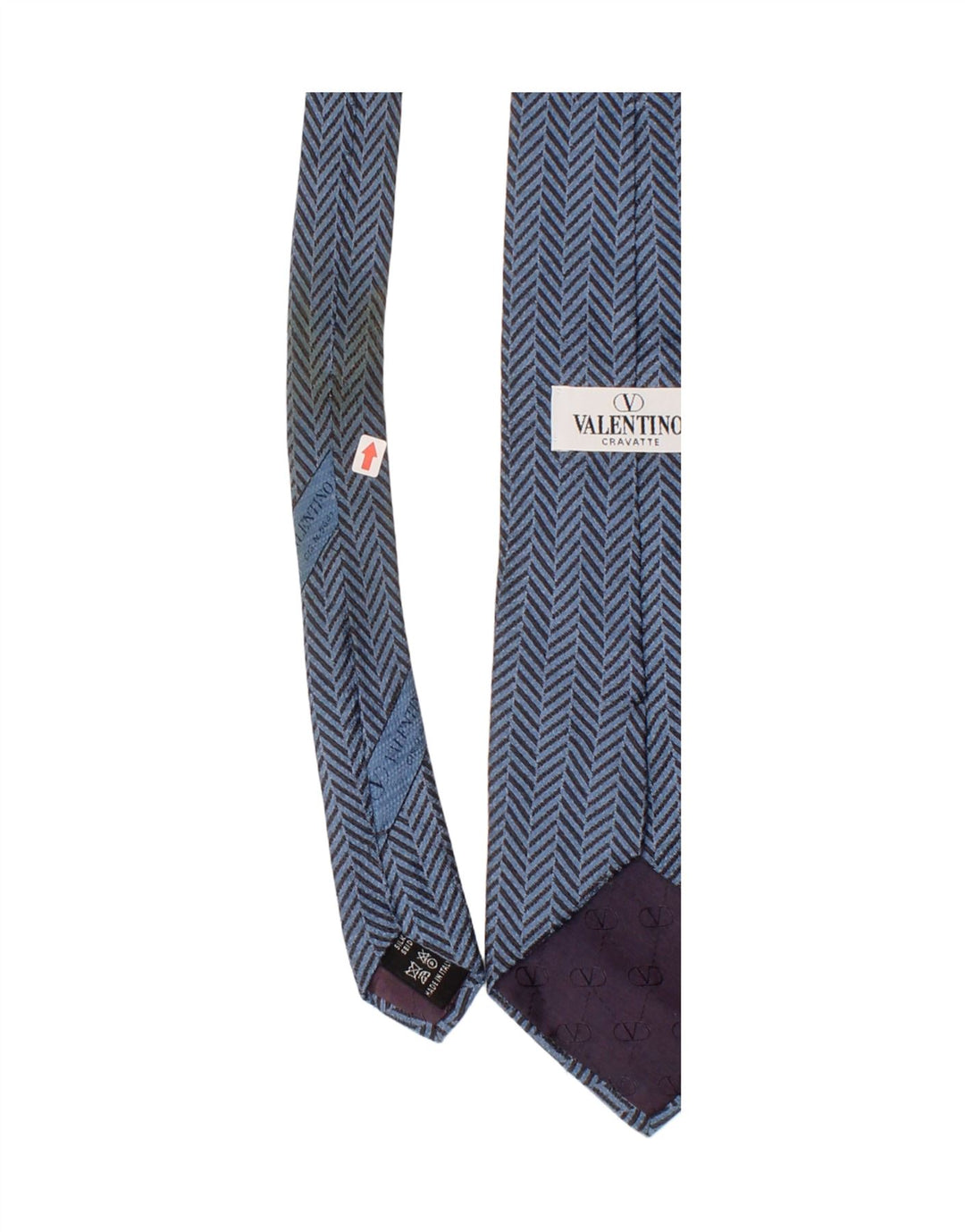 Cravatta Uomo Valentino Taglia Unica Blu Spinata Seta Classica