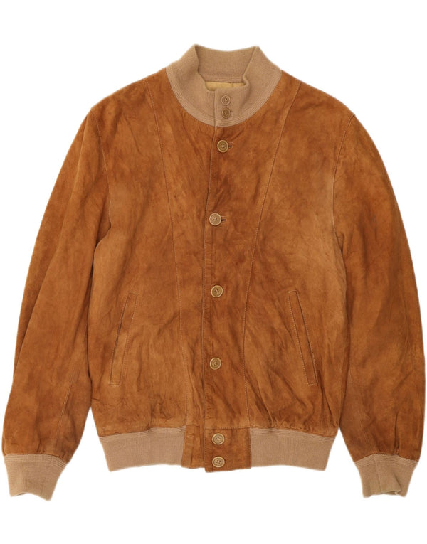 Giubbotto bomber in pelle scamosciata da uomo VINTAGE UK 36 piccolo beige