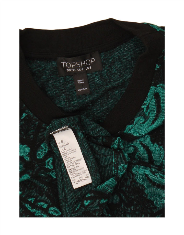 Topshop Camicetta corta da donna Top UK 8 Piccolo poliestere verde Paisley