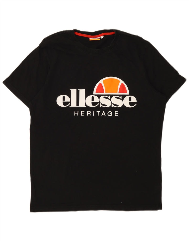 T-shirt grafica da uomo Ellesse Top in cotone nero medio