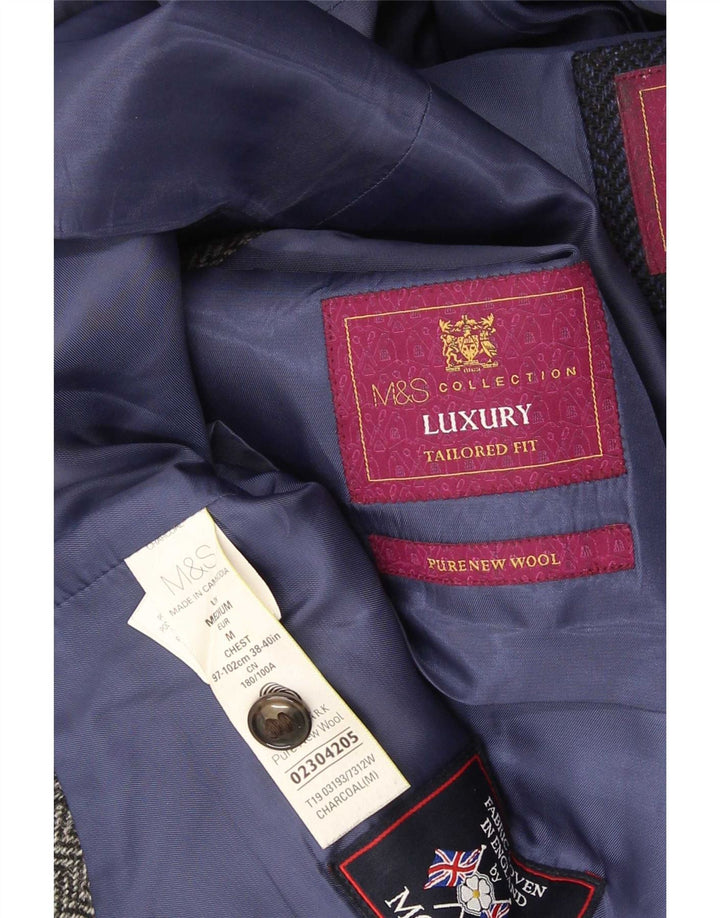 Set di pezzi su misura da uomo Marks & Spencer a spina di pesce grigio medio