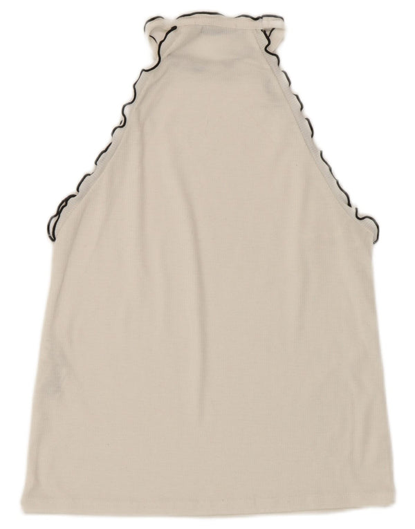 Top corto da donna Zara UK 12 cotone bianco medio