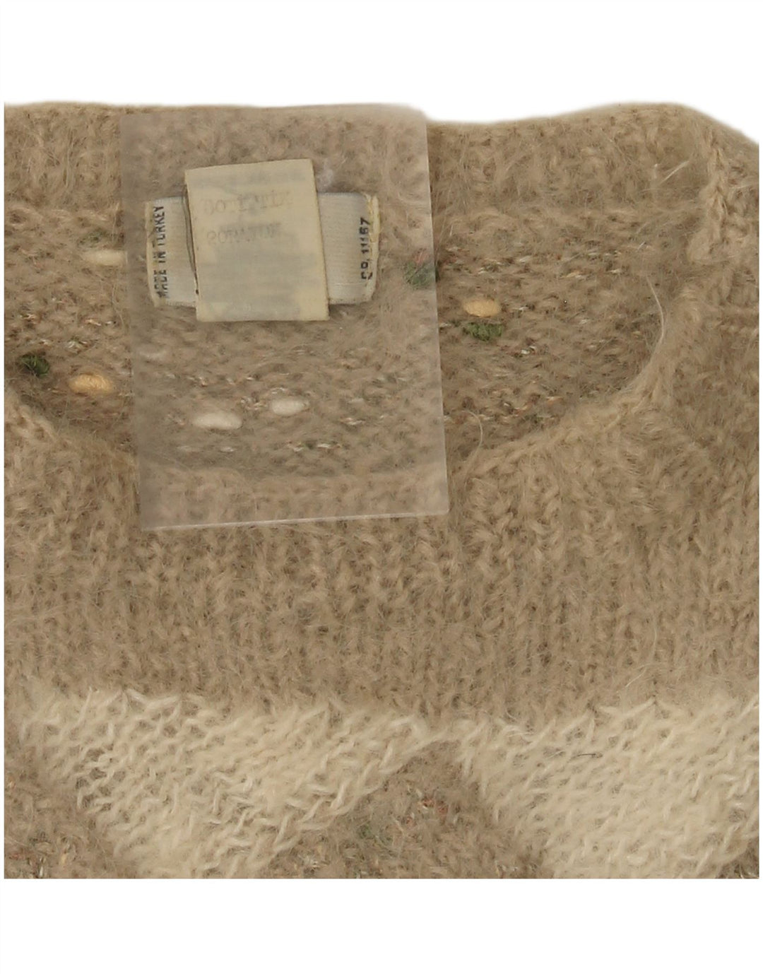 Maglione vintage da donna con scollo a barca UK 12 Argyle/diamante beige medio