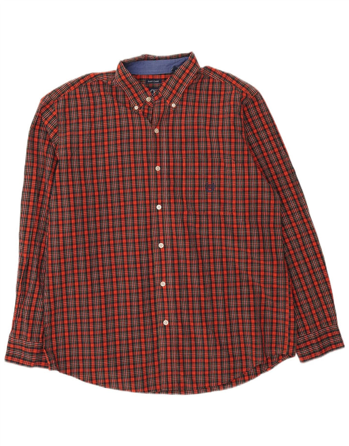 Camicia da uomo Chaps Large in cotone a quadri arancioni