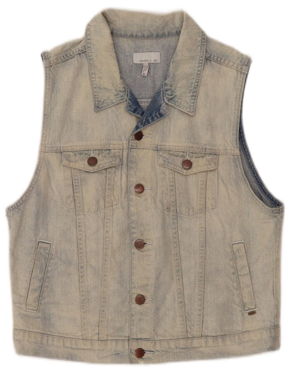 O'Neill Womens Graphic Denim Gilet UK 18 XL Blue Cotton