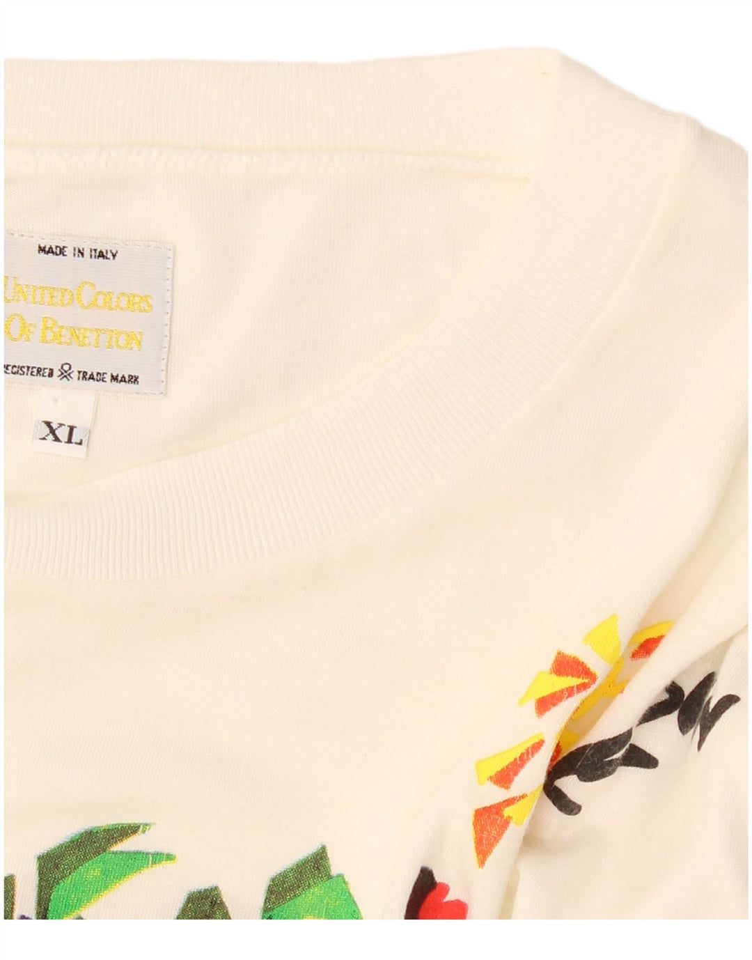 T-shirt grafica da uomo BENETTON Top XL bianco sporco