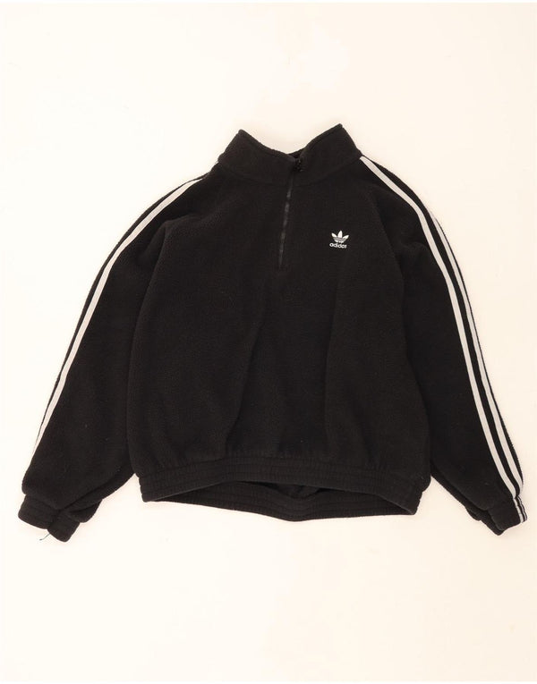 Maglione in pile oversize da donna con zip e collo Adidas UK 10 piccolo poliestere nero