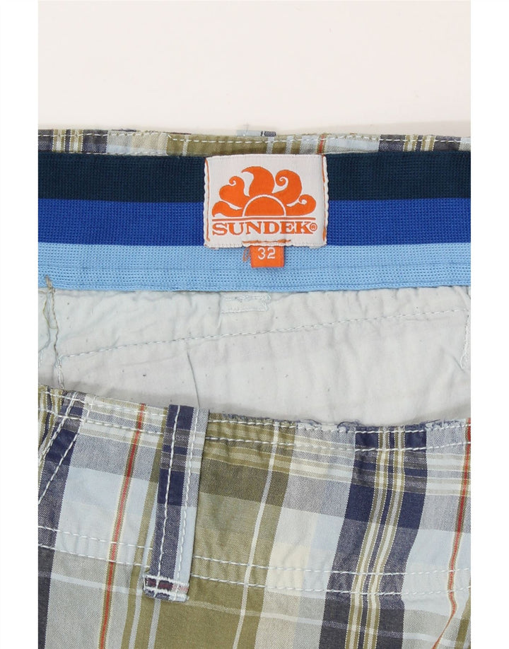 Pantaloncini cargo da uomo Sundek W32 cotone a quadri kaki medio