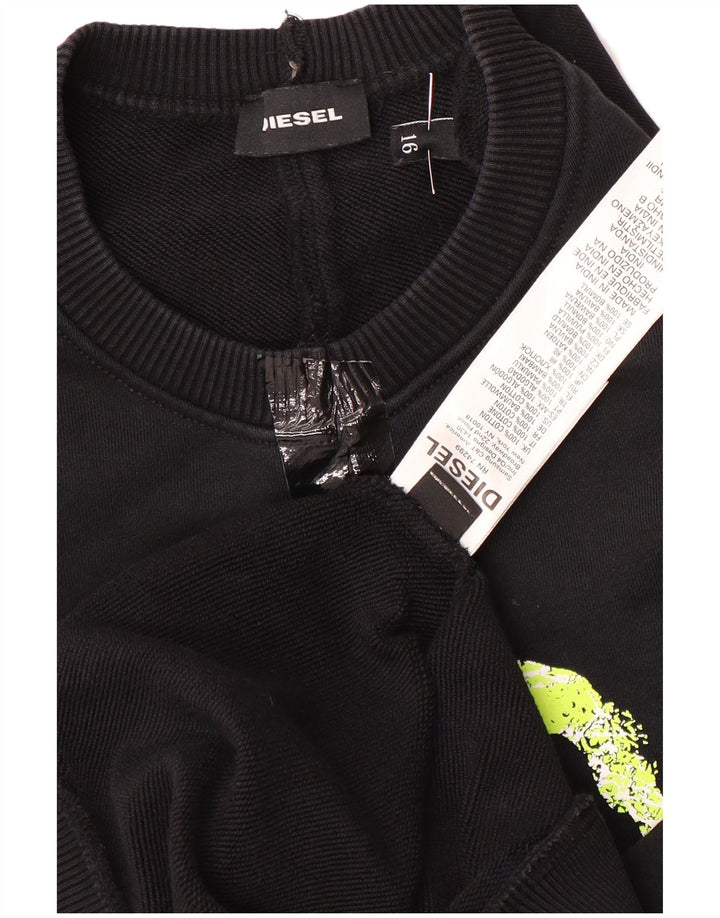 Diesel Felpa con grafica per ragazzi Maglione 15-16 anni in cotone nero