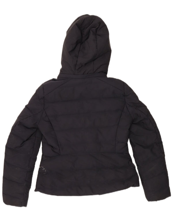 Giacca imbottita in sherpa con cappuccio da donna Zara UK 16 grande in poliestere blu navy