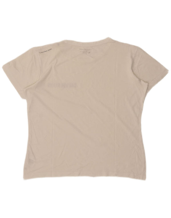 Maglietta grafica da donna Calvin Klein Jeans Top UK 18 XL Bianca