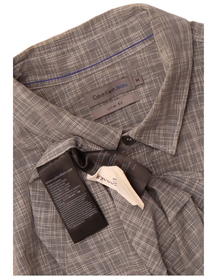 Camicia slim fit da uomo Calvin Klein Jeans in cotone chiazzato grigio medio