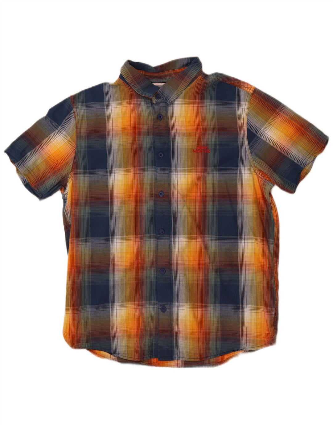 Camicia a maniche corte da uomo Weird Fish in cotone a quadri blu medio