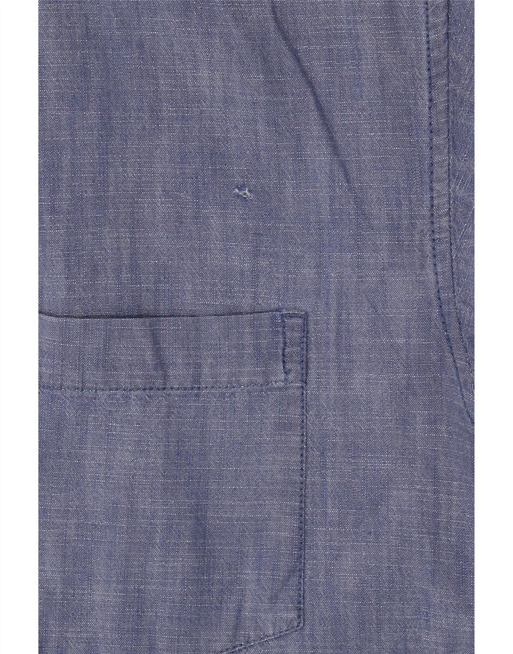 Camicia vintage da uomo in cotone blu medio