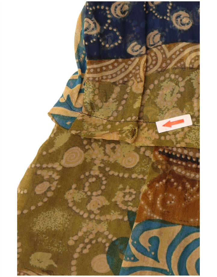 Abito lungo senza maniche vintage da donna IT 40 Piccolo patchwork multicolore