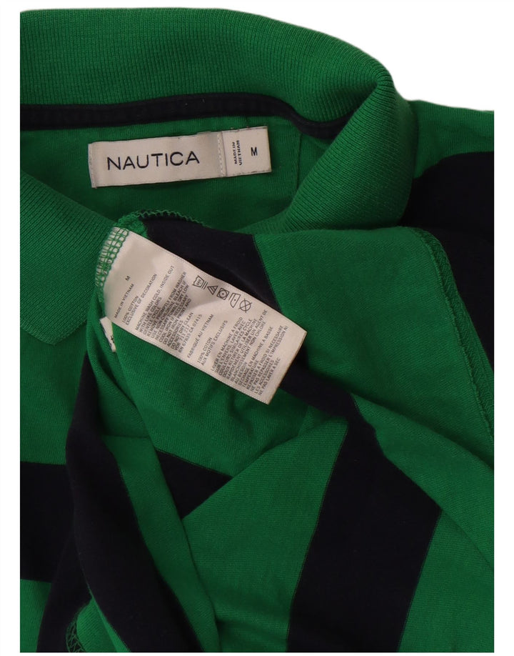 Polo da uomo Nautica in cotone a righe verde medio