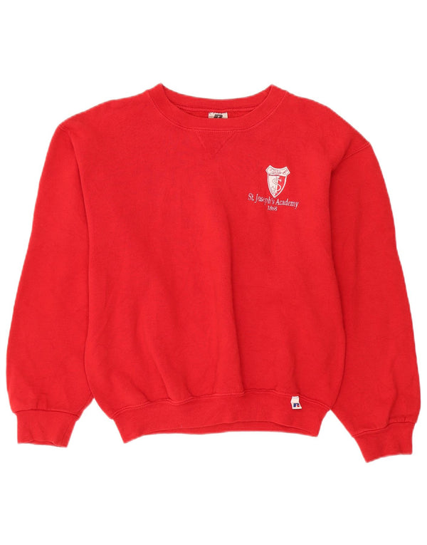 Maglione felpa oversize da donna RUSSELL ATHLETIC UK 10 piccolo cotone rosso