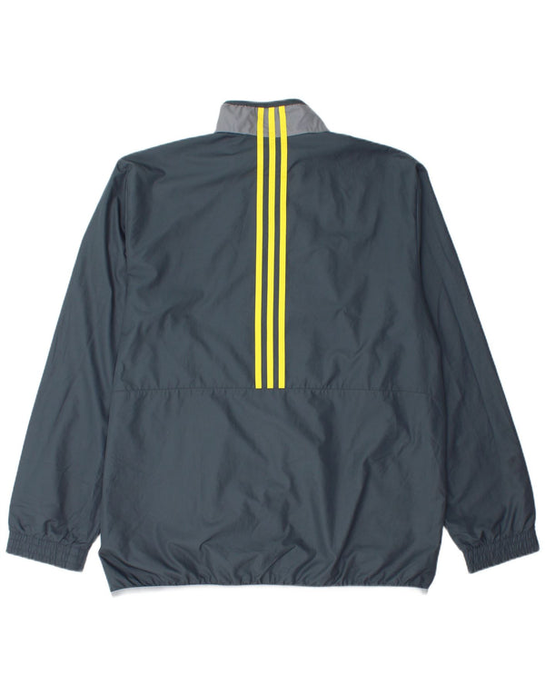 Giacca da ginnastica da uomo Adidas grande in poliestere grigio