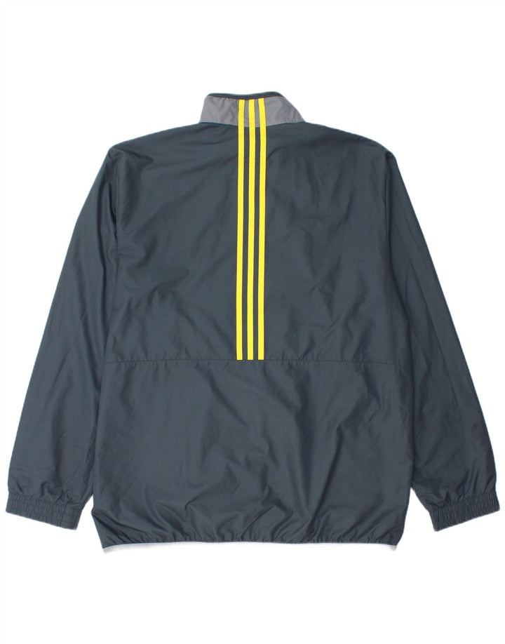 Giacca da ginnastica da uomo Adidas grande in poliestere grigio