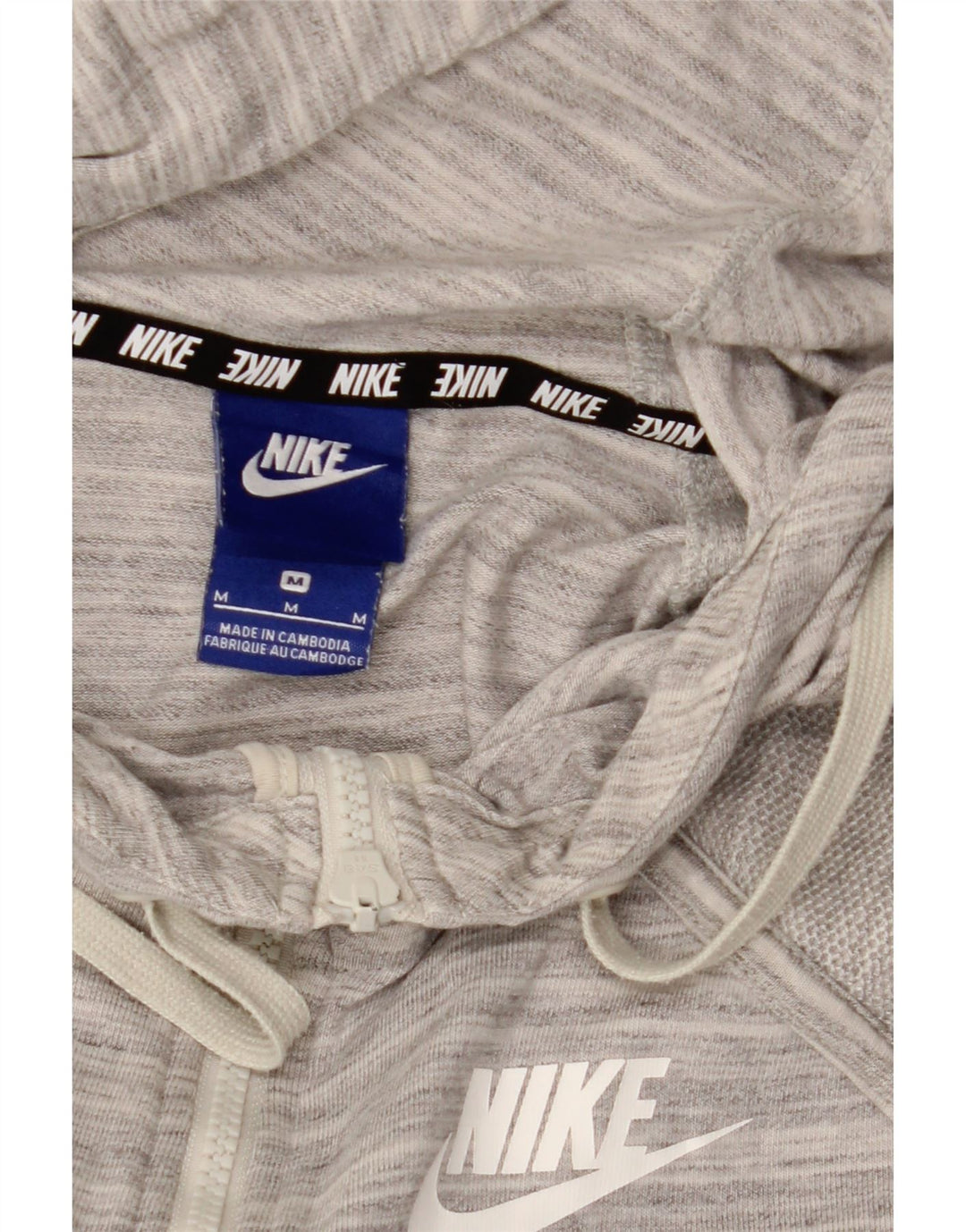 Felpa con cappuccio e zip da donna NIKE UK 14 grigio medio a righe