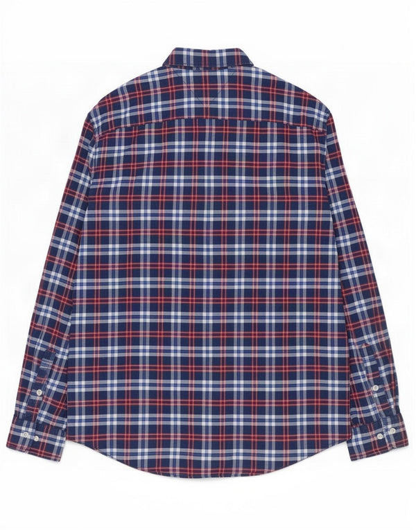 Camicia da uomo Tommy Hilfiger New York Fit XL in cotone scozzese blu navy
