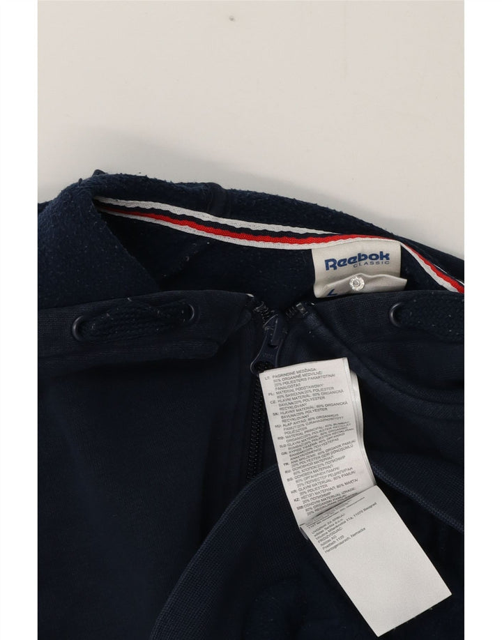 Maglione con cappuccio e zip da uomo Reebok grande in cotone blu navy