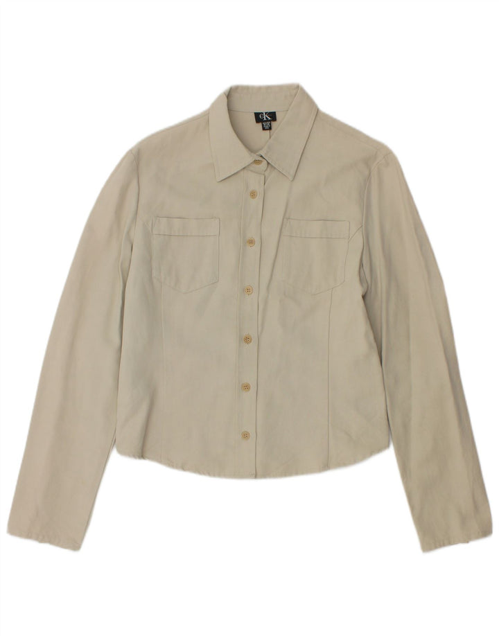 CALVIN KLEIN Camicia corta da donna US 10 Large Beige Cotone