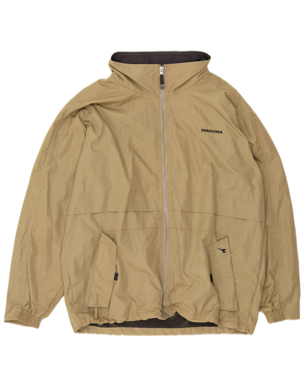Giacca antipioggia da uomo con cappuccio Diadora UK 38 Medium Khaki Poliammide