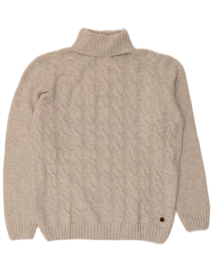 Maglione maglione collo alto da donna Marlboro Classics UK 20 2XL Lana grigia