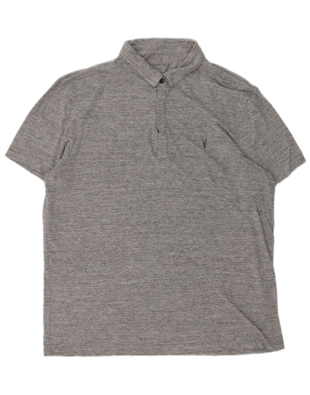 Polo da uomo All Saints Large in cotone chiazzato grigio