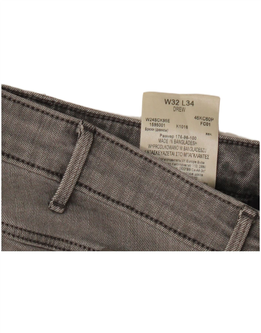 Jeans Wrangler Drew Straight da donna W32 L34 cotone grigio
