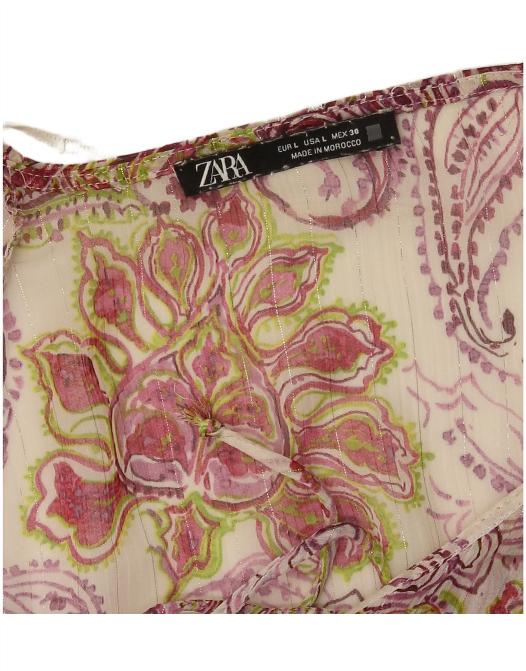Top Zara da donna con volant sul davanti, camicetta UK 14 grande floreale multicolore