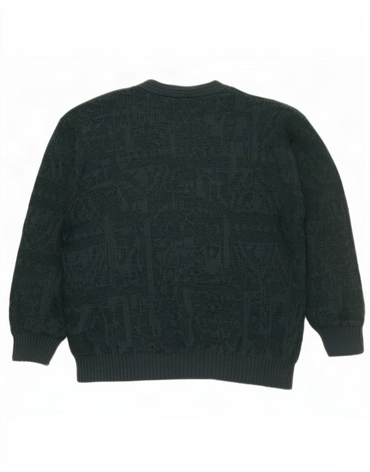 Maglione maglione girocollo da uomo vestibilità regolare Maselli grande verde geometrico