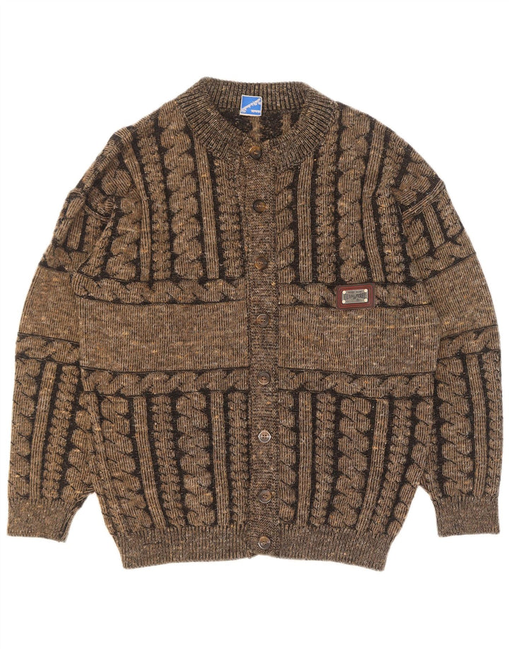 Maglione cardigan da uomo Claude De Pierre a righe marroni grandi