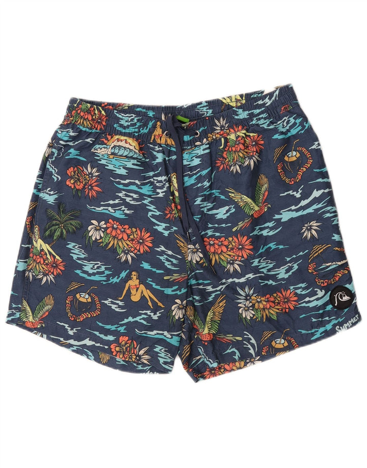 Pantaloncini da bagno da uomo Quiksilver medio poliestere floreale blu navy
