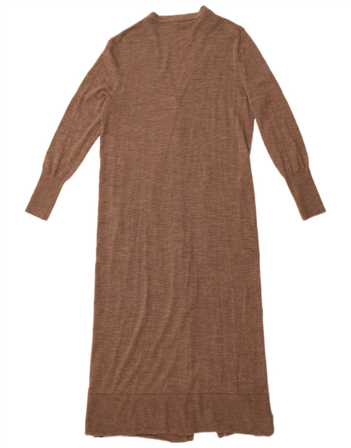 Maglione cardigan lungo da donna Zara UK 14 grande lana marrone