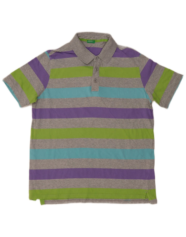 Polo Uomo BENETTON 2XL Cotone a Righe Grigie