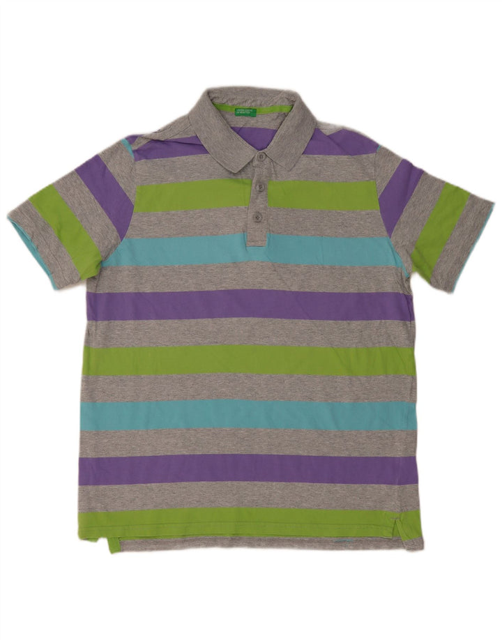 Polo Uomo BENETTON 2XL Cotone a Righe Grigie