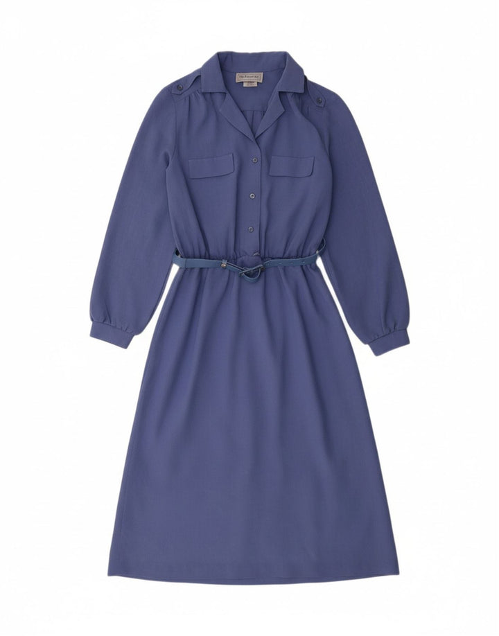 VINTAGE Womens Long Sleeve Maxi Dress UK 12 Medium Blue Polyester Vintage Vintage and Second-Hand Vintage from Messina Hembry 