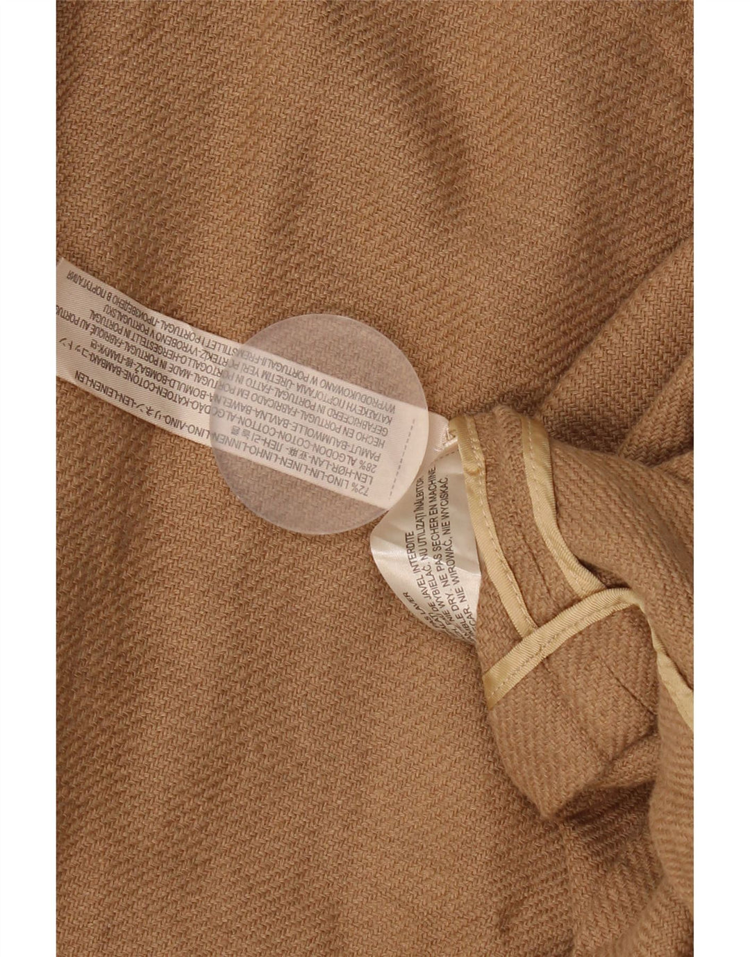 Giacca blazer aperta da donna con maniche a 3/4 di Massimo Dutti UK 16 grande lino marrone