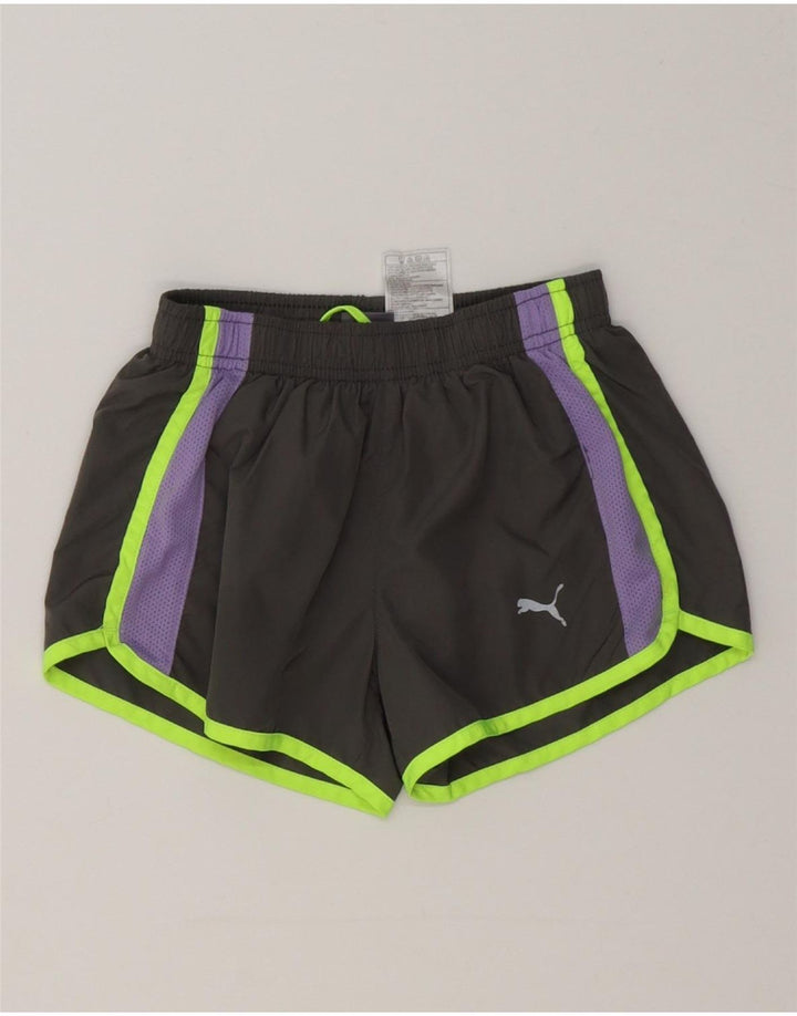 Pantaloncini sportivi Puma per ragazze 6-7 anni Small in poliestere color block grigio
