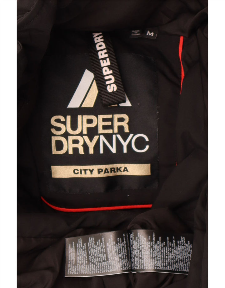 Giacca Parka grafica da donna con cappuccio Superdry UK 14 Medium Black Winter